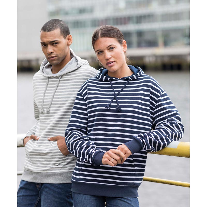 Nautical stripe hoodie - Heather Grey Stripe XS